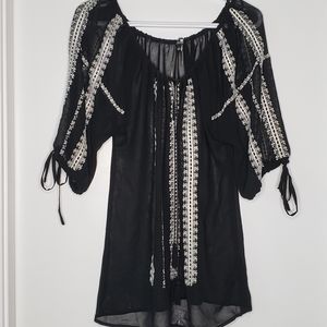 Cable & Gauge Embroidered Sheer Tunic